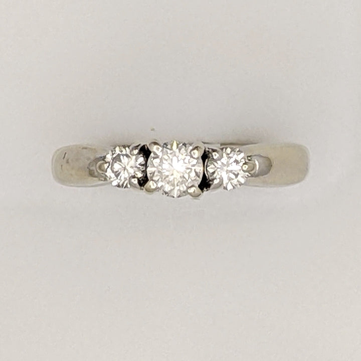 14K WHITE .44 CARAT TOTAL WEIGHT I1 F DIAMOND ROUND (3) TRINITY ESTATE RING 2.7 GRAMS