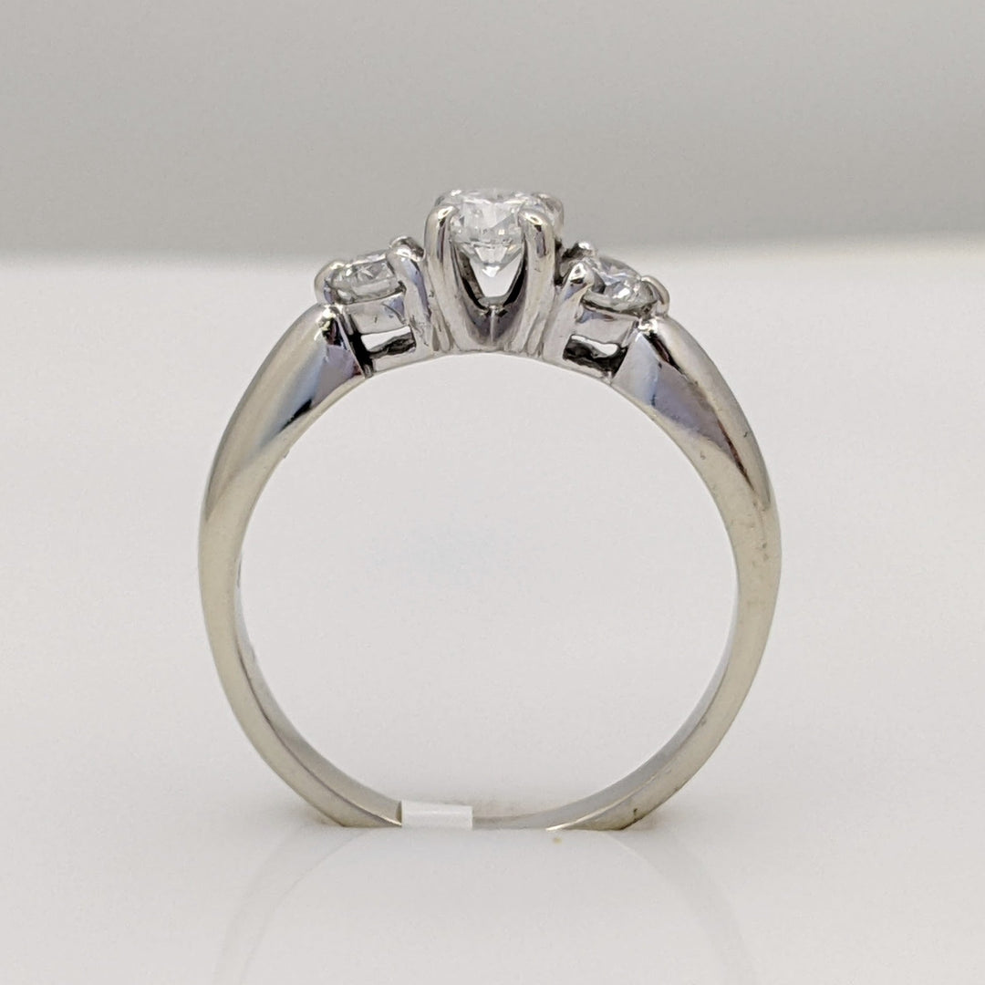 14K WHITE .44 CARAT TOTAL WEIGHT I1 F DIAMOND ROUND (3) TRINITY ESTATE RING 2.7 GRAMS
