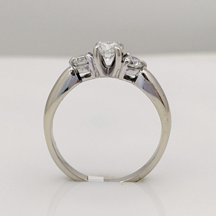 14K WHITE .44 CARAT TOTAL WEIGHT I1 F DIAMOND ROUND (3) TRINITY ESTATE RING 2.7 GRAMS