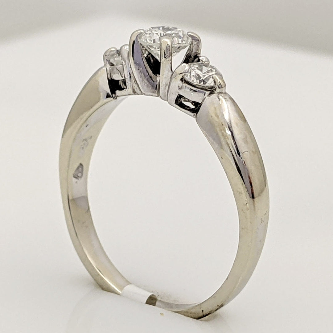14K WHITE .44 CARAT TOTAL WEIGHT I1 F DIAMOND ROUND (3) TRINITY ESTATE RING 2.7 GRAMS