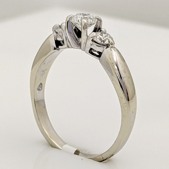 14K WHITE .44 CARAT TOTAL WEIGHT I1 F DIAMOND ROUND (3) TRINITY ESTATE RING 2.7 GRAMS