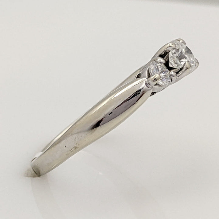 14K WHITE .44 CARAT TOTAL WEIGHT I1 F DIAMOND ROUND (3) TRINITY ESTATE RING 2.7 GRAMS