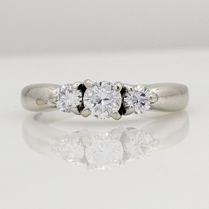14K WHITE .44 CARAT TOTAL WEIGHT I1 F DIAMOND ROUND (3) TRINITY ESTATE RING 2.7 GRAMS