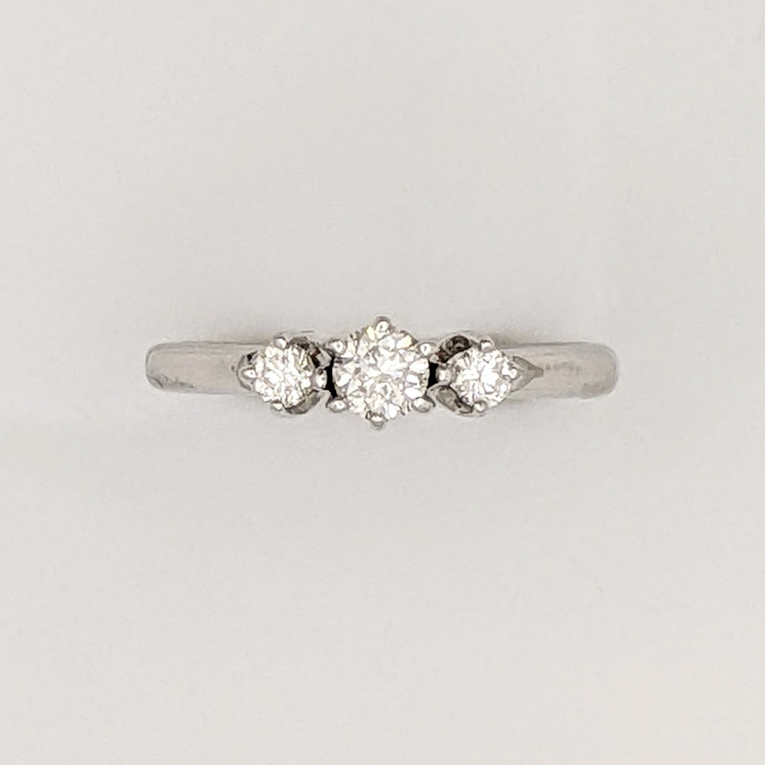 14K WHITE .30 CARAT TOTAL WEIGHT SI2 H DIAMOND ROUND (3) TRINITY ESTATE RING 2.2 GRAMS