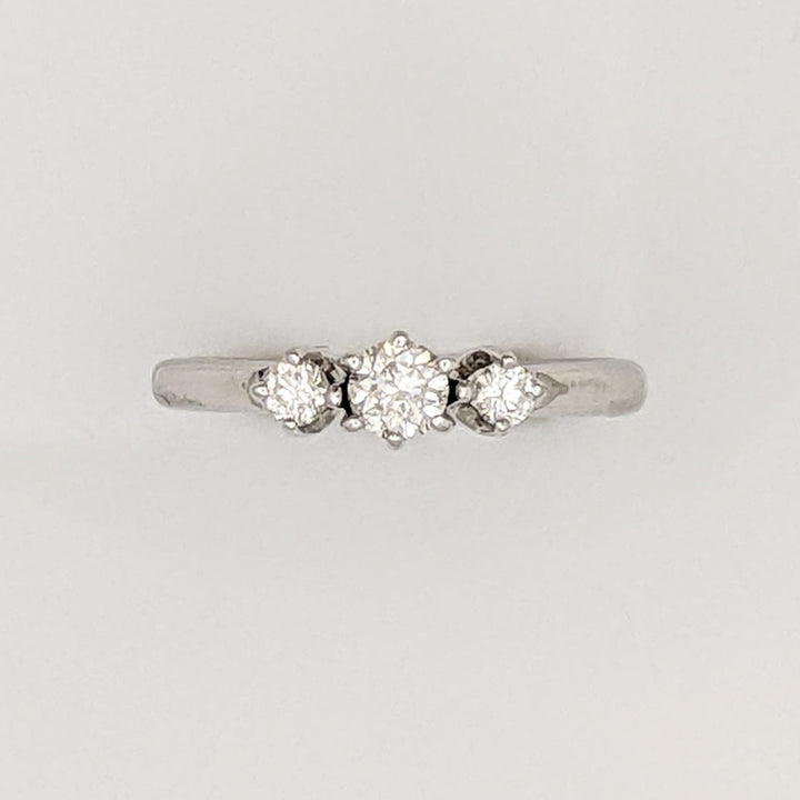 14K WHITE .30 CARAT TOTAL WEIGHT SI2 H DIAMOND ROUND (3) TRINITY ESTATE RING 2.2 GRAMS