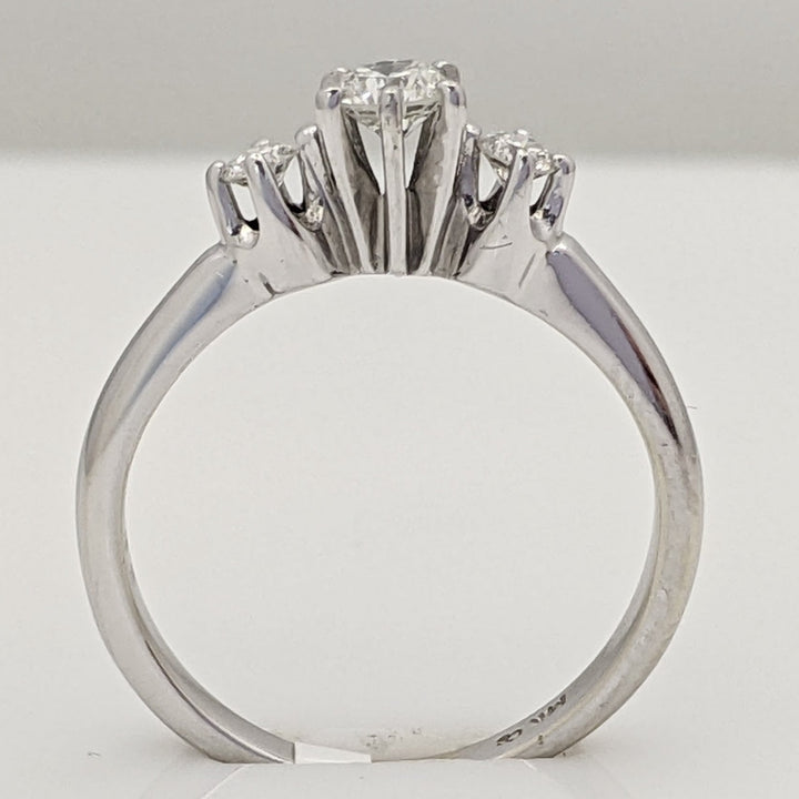 14K WHITE .30 CARAT TOTAL WEIGHT SI2 H DIAMOND ROUND (3) TRINITY ESTATE RING 2.2 GRAMS