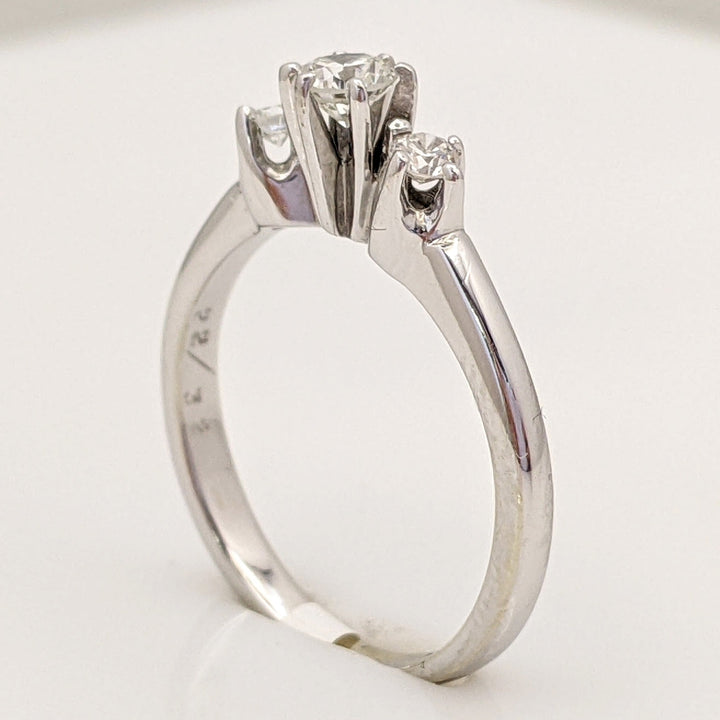 14K WHITE .30 CARAT TOTAL WEIGHT SI2 H DIAMOND ROUND (3) TRINITY ESTATE RING 2.2 GRAMS