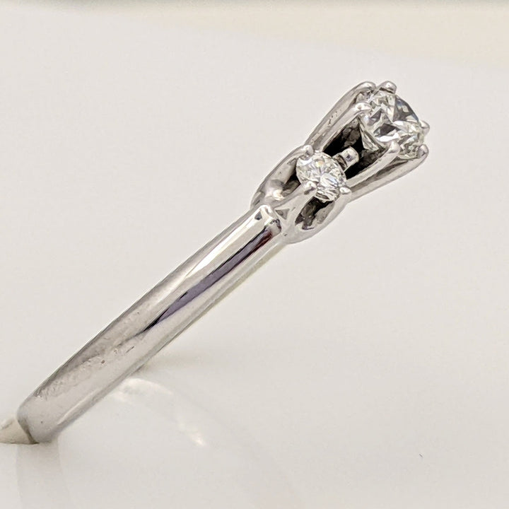 14K WHITE .30 CARAT TOTAL WEIGHT SI2 H DIAMOND ROUND (3) TRINITY ESTATE RING 2.2 GRAMS