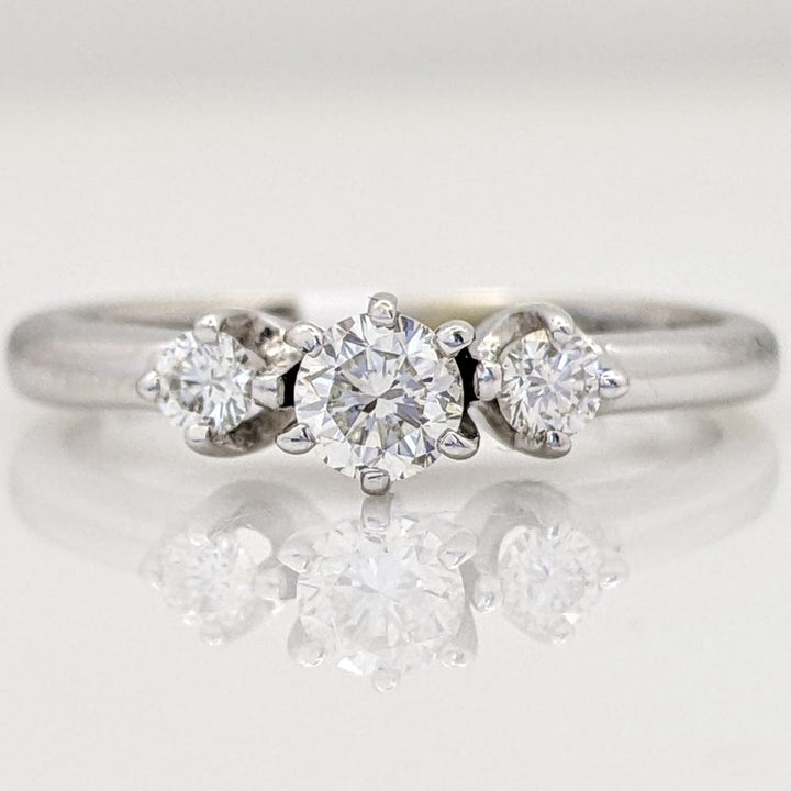 14K WHITE .30 CARAT TOTAL WEIGHT SI2 H DIAMOND ROUND (3) TRINITY ESTATE RING 2.2 GRAMS