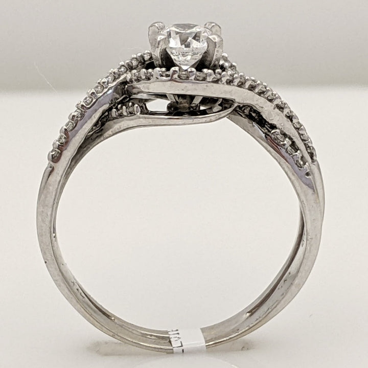 14K WHITE .95 CARAT TOTAL WEIGHT SI1 G DIAMOND ROUND (70) ESTATE RING 3.9 GRAMS