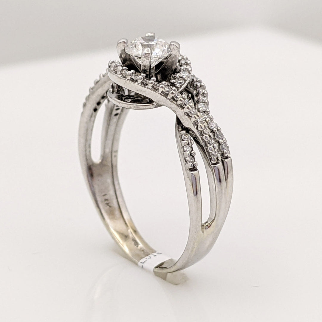 14K WHITE .95 CARAT TOTAL WEIGHT SI1 G DIAMOND ROUND (70) ESTATE RING 3.9 GRAMS