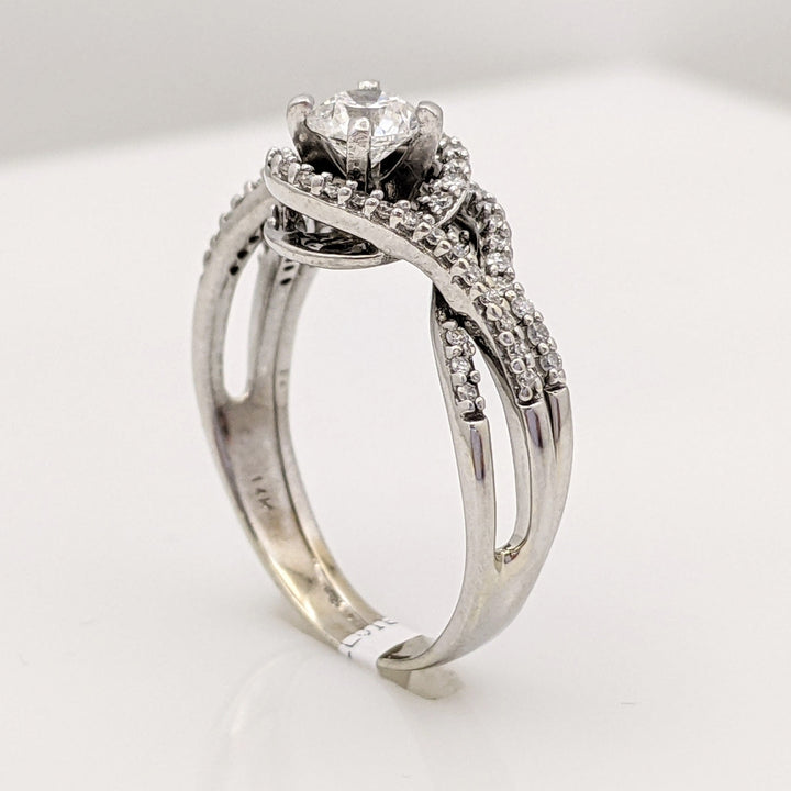 14K WHITE .95 CARAT TOTAL WEIGHT SI1 G DIAMOND ROUND (70) ESTATE RING 3.9 GRAMS