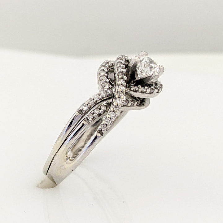 14K WHITE .95 CARAT TOTAL WEIGHT SI1 G DIAMOND ROUND (70) ESTATE RING 3.9 GRAMS