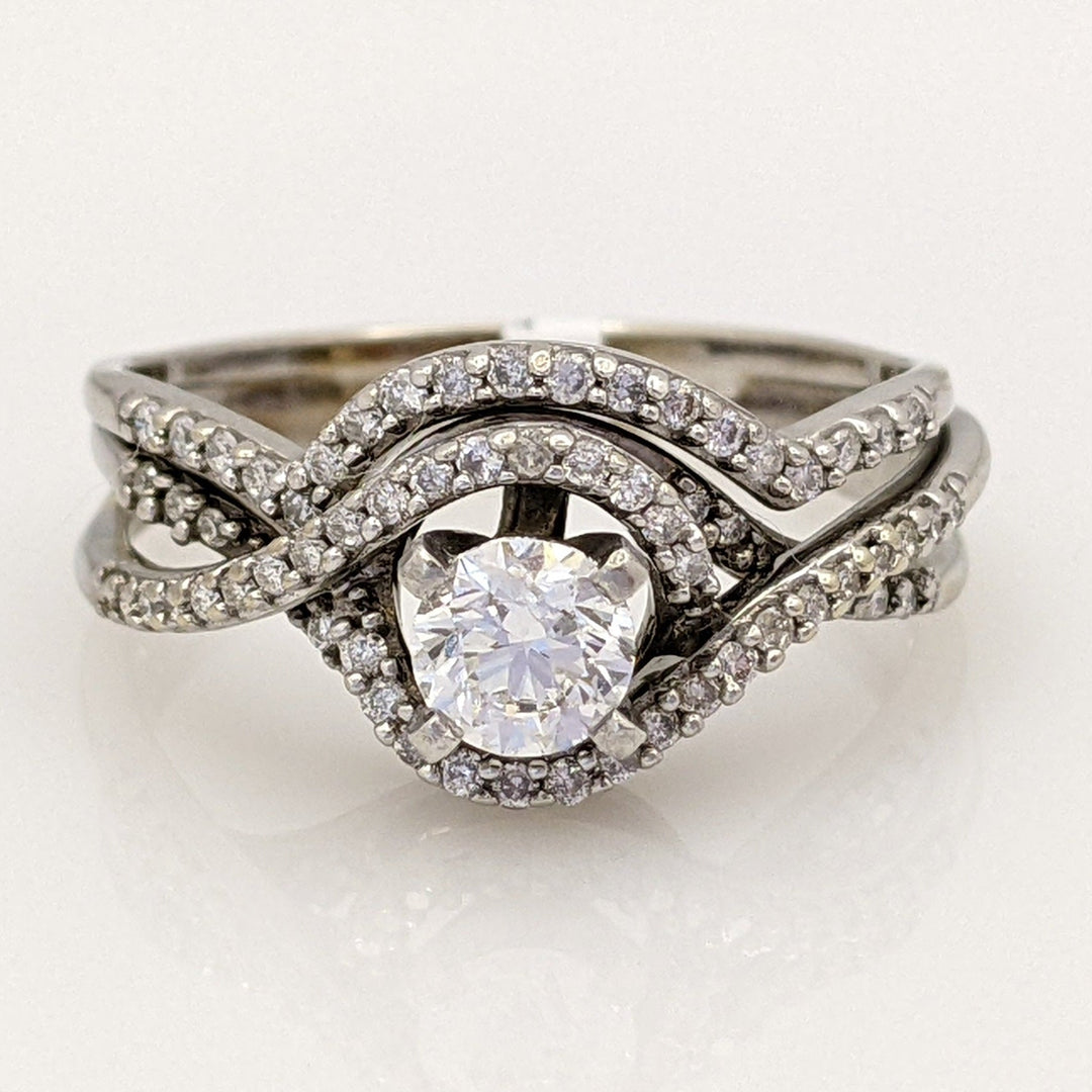 14K WHITE .95 CARAT TOTAL WEIGHT SI1 G DIAMOND ROUND (70) ESTATE RING 3.9 GRAMS
