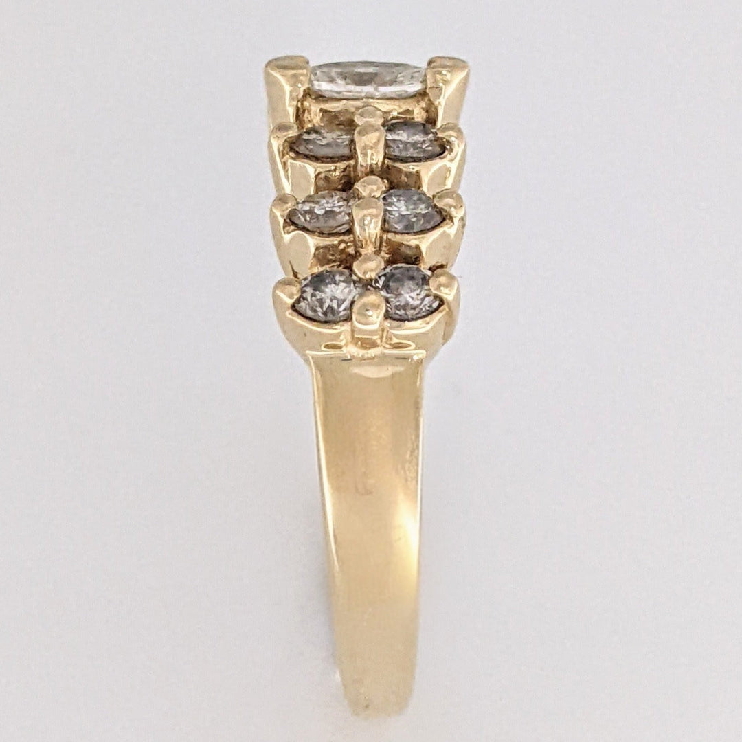 14K .95 CARAT TOTAL WEIGHT SI1 I DIAMOND MARQUISE (1) ROUND (12) 2-ROW ESTATE BAND 3.2 GRAMS