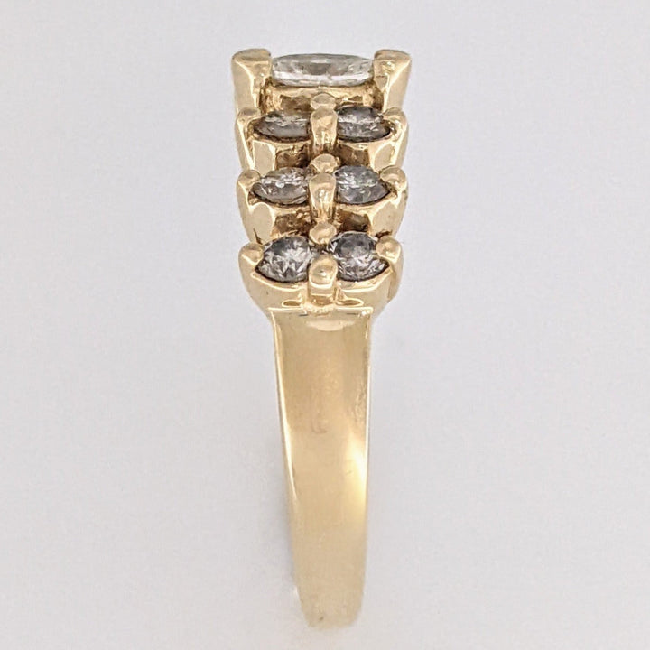 14K .95 CARAT TOTAL WEIGHT SI1 I DIAMOND MARQUISE (1) ROUND (12) 2-ROW ESTATE BAND 3.2 GRAMS
