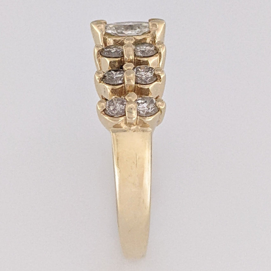 14K .95 CARAT TOTAL WEIGHT SI1 I DIAMOND MARQUISE (1) ROUND (12) 2-ROW ESTATE BAND 3.2 GRAMS