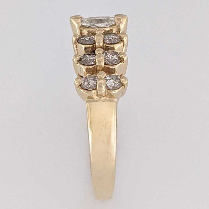 14K .95 CARAT TOTAL WEIGHT SI1 I DIAMOND MARQUISE (1) ROUND (12) 2-ROW ESTATE BAND 3.2 GRAMS
