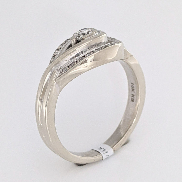 10K .35 CARAT TOTAL WEIGHT I1 H DIAMOND ROUND (22) OPEN-TOP SWIRL ESTATE RING 4.7 GRAMS