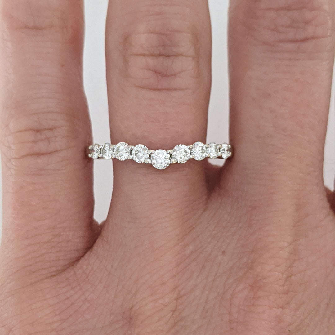 14K WHITE .53 CARAT TOTAL WEIGHT SI2 I DIAMOND ROUND (10) CURVED ESTATE BAND 2.0 GRAMS
