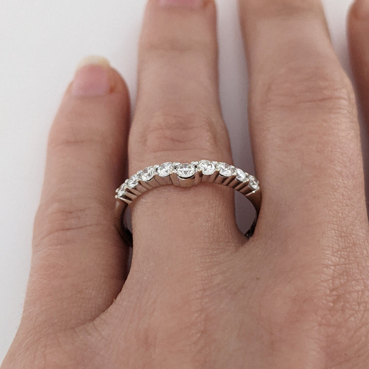 14K WHITE .53 CARAT TOTAL WEIGHT SI2 I DIAMOND ROUND (10) CURVED ESTATE BAND 2.0 GRAMS