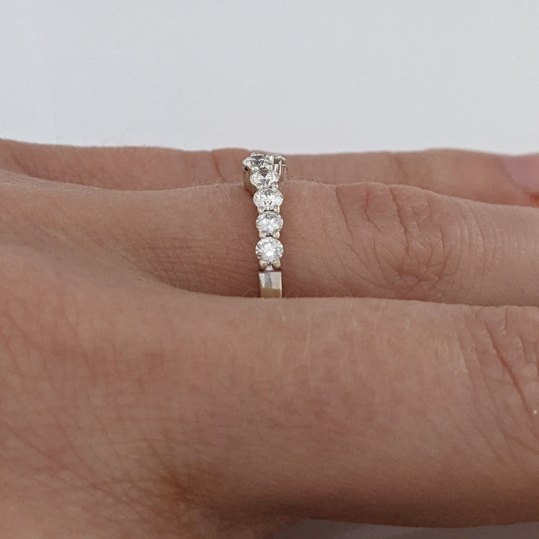 14K WHITE .53 CARAT TOTAL WEIGHT SI2 I DIAMOND ROUND (10) CURVED ESTATE BAND 2.0 GRAMS