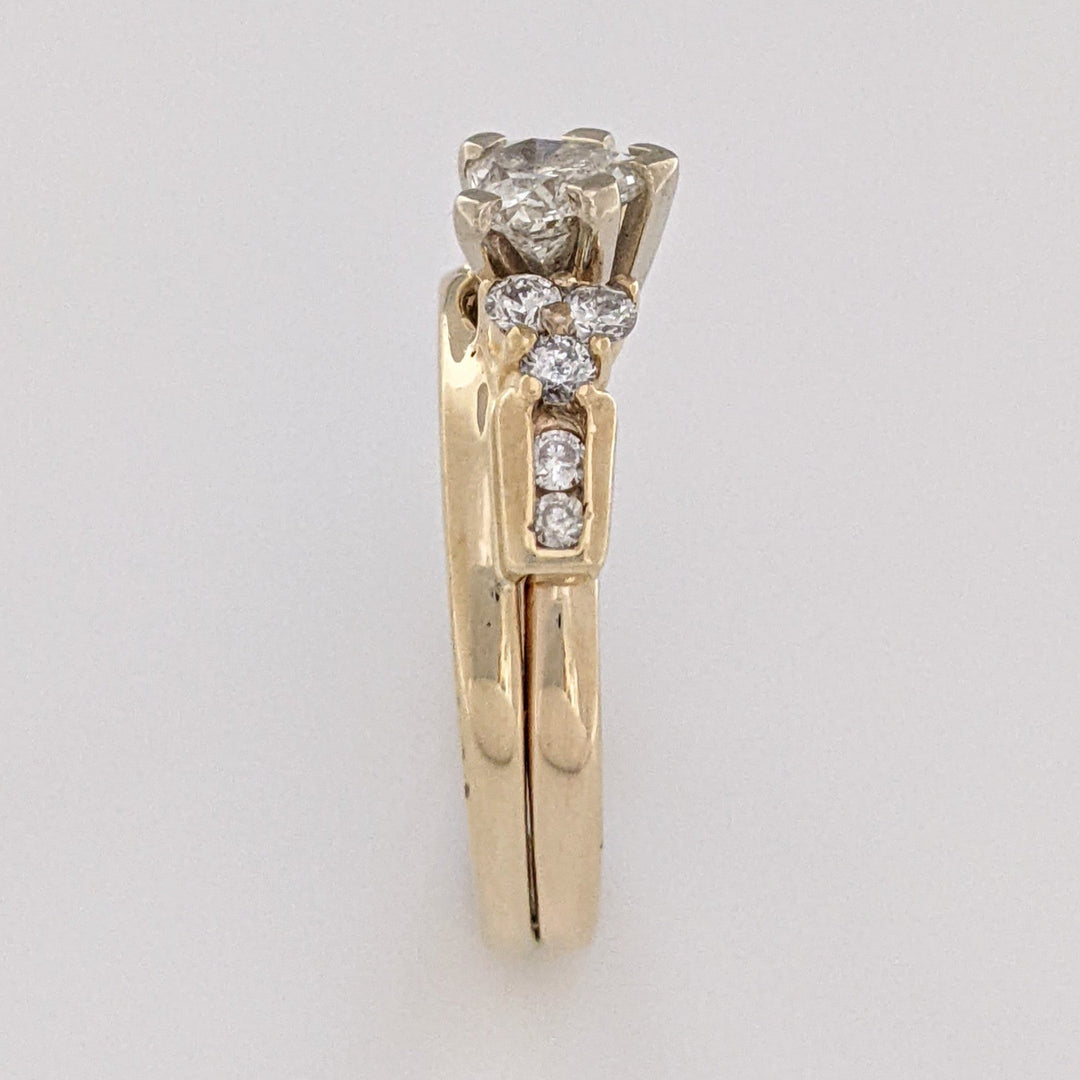 14K .89 CARAT TOTAL WEIGHT I1 I DIAMOND HEART (1) ROUND (10) ESTATE RING 4.5 GRAMS