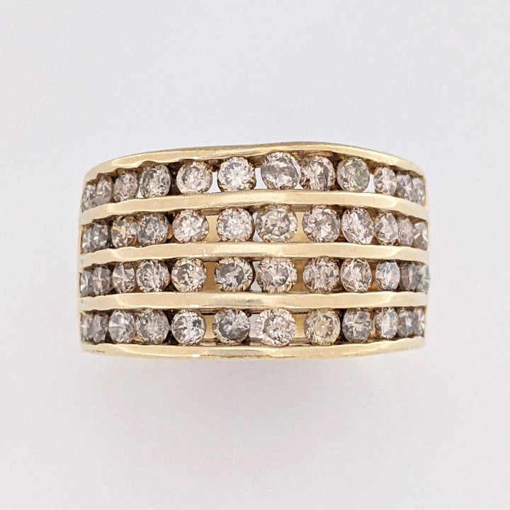 10K 1.92 CARAT TOTAL WEIGHT I2 M DIAMOND ROUND (48) 4-ROW ESTATE CHANNEL BAND 7.6 GRAMS