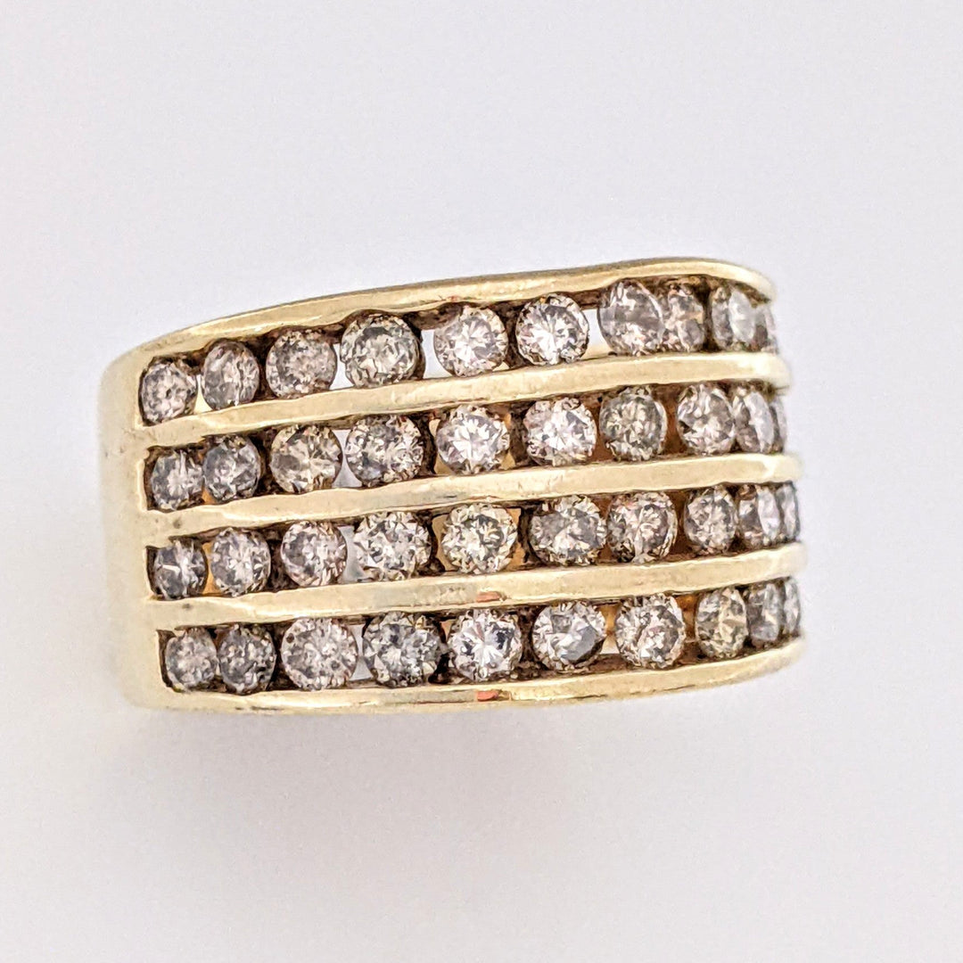 10K 1.92 CARAT TOTAL WEIGHT I2 M DIAMOND ROUND (48) 4-ROW ESTATE CHANNEL BAND 7.6 GRAMS