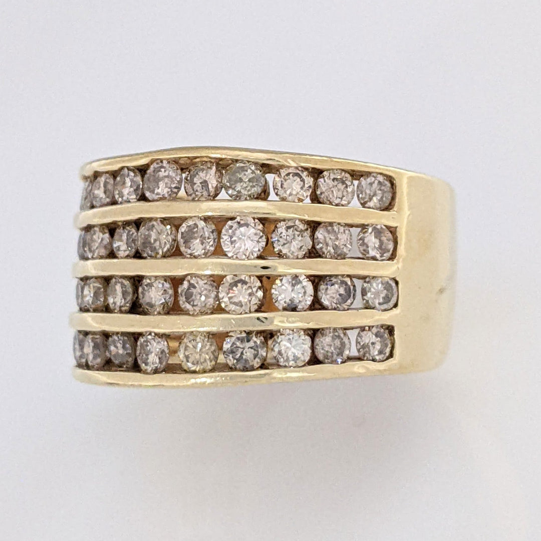 10K 1.92 CARAT TOTAL WEIGHT I2 M DIAMOND ROUND (48) 4-ROW ESTATE CHANNEL BAND 7.6 GRAMS