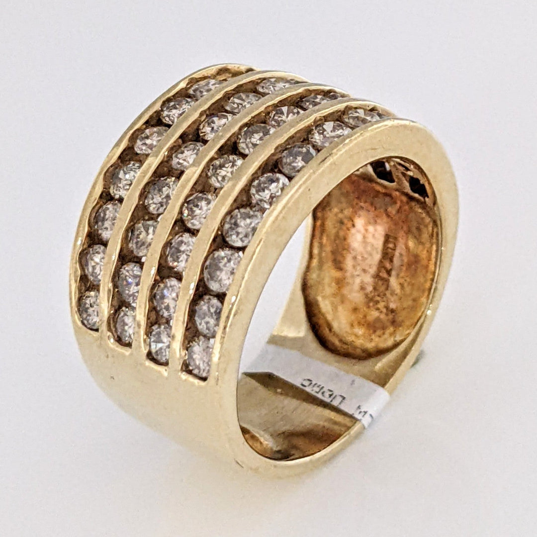10K 1.92 CARAT TOTAL WEIGHT I2 M DIAMOND ROUND (48) 4-ROW ESTATE CHANNEL BAND 7.6 GRAMS