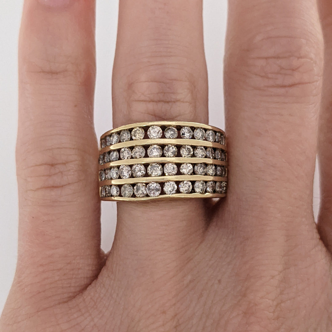 10K 1.92 CARAT TOTAL WEIGHT I2 M DIAMOND ROUND (48) 4-ROW ESTATE CHANNEL BAND 7.6 GRAMS