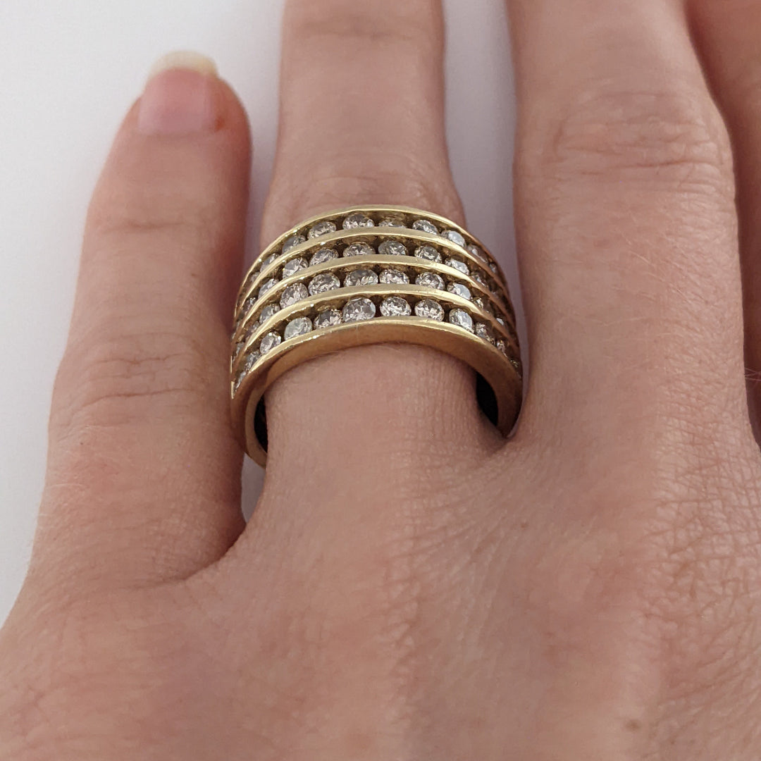 10K 1.92 CARAT TOTAL WEIGHT I2 M DIAMOND ROUND (48) 4-ROW ESTATE CHANNEL BAND 7.6 GRAMS