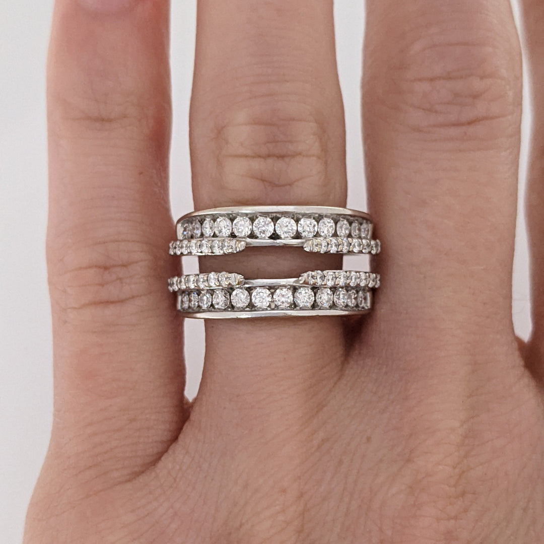 14K WHITE 1.00 CARAT TOTAL WEIGHT SI2 I DIAMOND ROUND (52) ESTATE RING JACKET 6.9 GRAMS