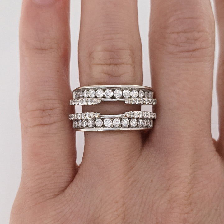 14K WHITE 1.00 CARAT TOTAL WEIGHT SI2 I DIAMOND ROUND (52) ESTATE RING JACKET 6.9 GRAMS