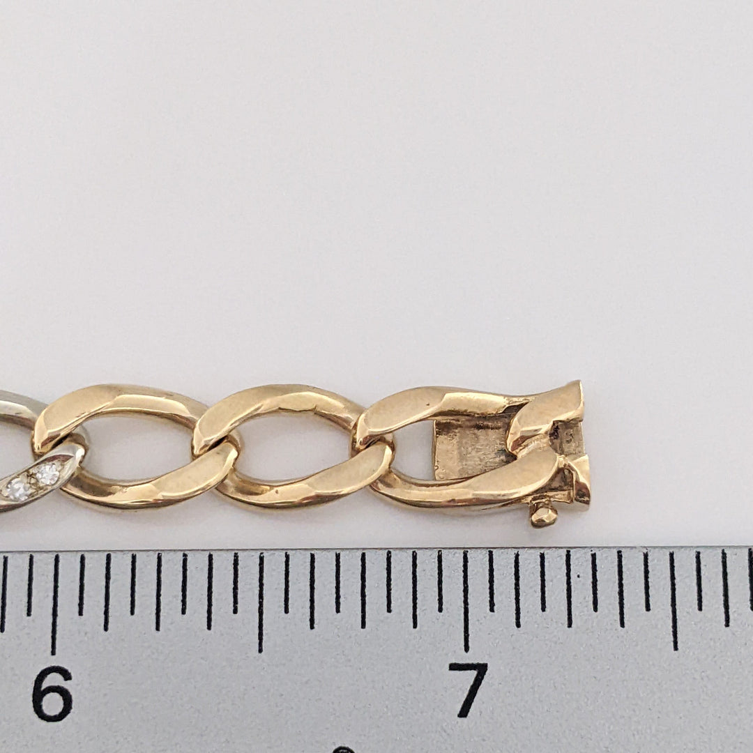 14K TWO-TONE DIAMOND ROUND (16) LINK ESTATE BRACELET 24.0 GRAMS