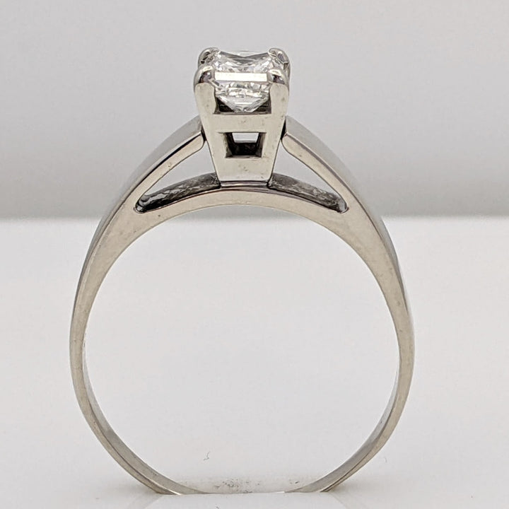 14K WHITE .72 CARAT TOTAL I1 H DIAMOND PRINCESS CUT SOLITAIRE ESTATE RING 3.9 GRAMS
