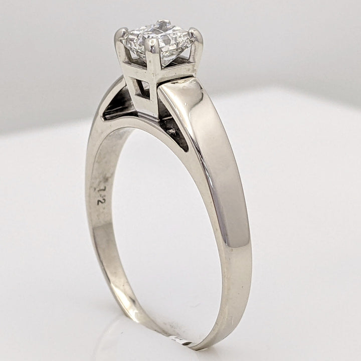 14K WHITE .72 CARAT TOTAL I1 H DIAMOND PRINCESS CUT SOLITAIRE ESTATE RING 3.9 GRAMS