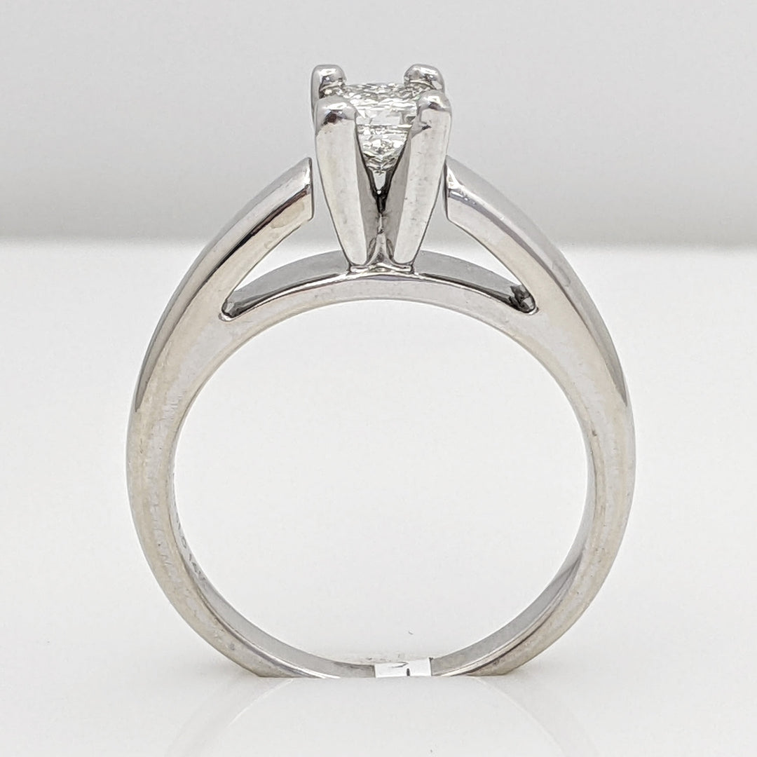 14K WHITE .49 CARAT TOTAL I1 H DIAMOND PRINCESS CUT RAISED SHANK SOLITAIRE ESTATE RING 4.9 GRAMS