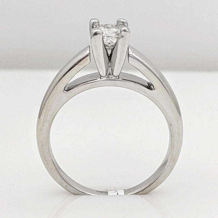 14K WHITE .49 CARAT TOTAL I1 H DIAMOND PRINCESS CUT RAISED SHANK SOLITAIRE ESTATE RING 4.9 GRAMS