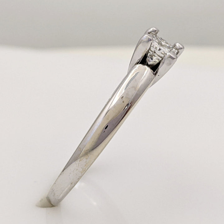 14K WHITE .49 CARAT TOTAL I1 H DIAMOND PRINCESS CUT RAISED SHANK SOLITAIRE ESTATE RING 4.9 GRAMS