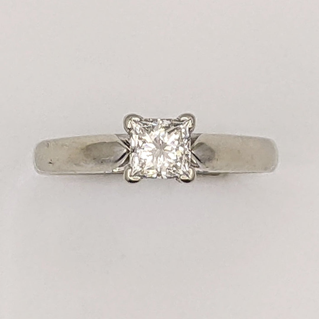 14K WHITE .54 CARAT TOTAL SI2 I DIAMOND PRINCESS CUT SOLITAIRE ESTATE RING 3.7 GRAMS