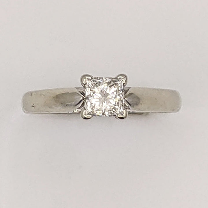 14K WHITE .54 CARAT TOTAL SI2 I DIAMOND PRINCESS CUT SOLITAIRE ESTATE RING 3.7 GRAMS