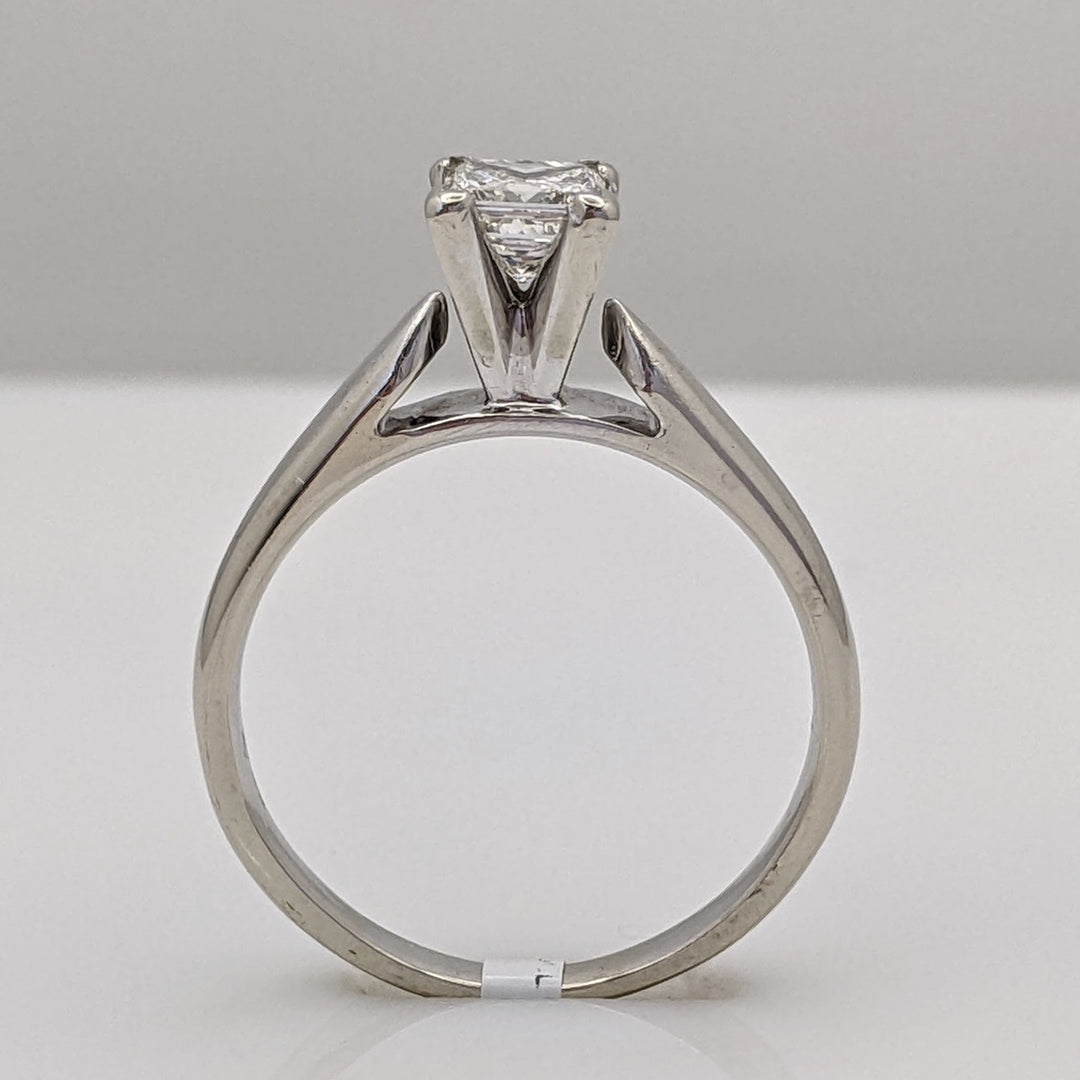 14K WHITE .54 CARAT TOTAL SI2 I DIAMOND PRINCESS CUT SOLITAIRE ESTATE RING 3.7 GRAMS