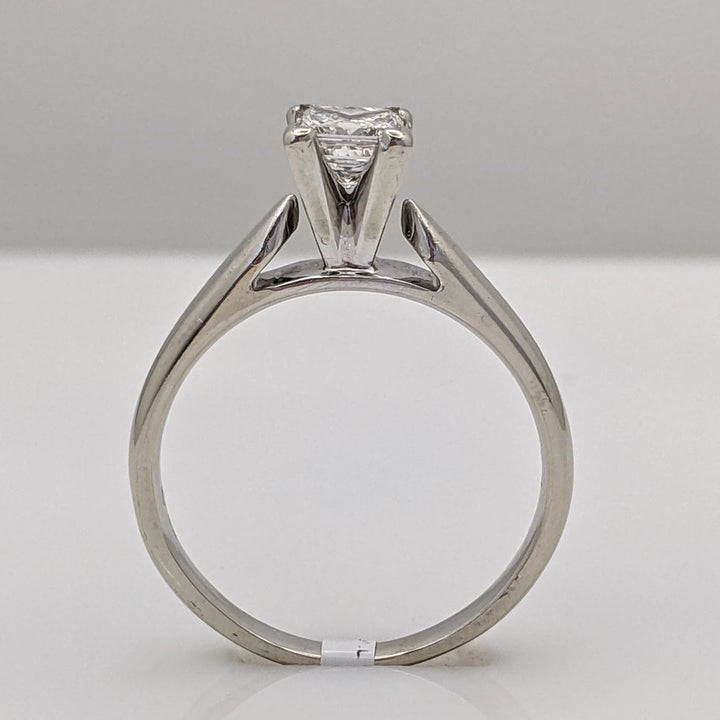 14K WHITE .54 CARAT TOTAL SI2 I DIAMOND PRINCESS CUT SOLITAIRE ESTATE RING 3.7 GRAMS