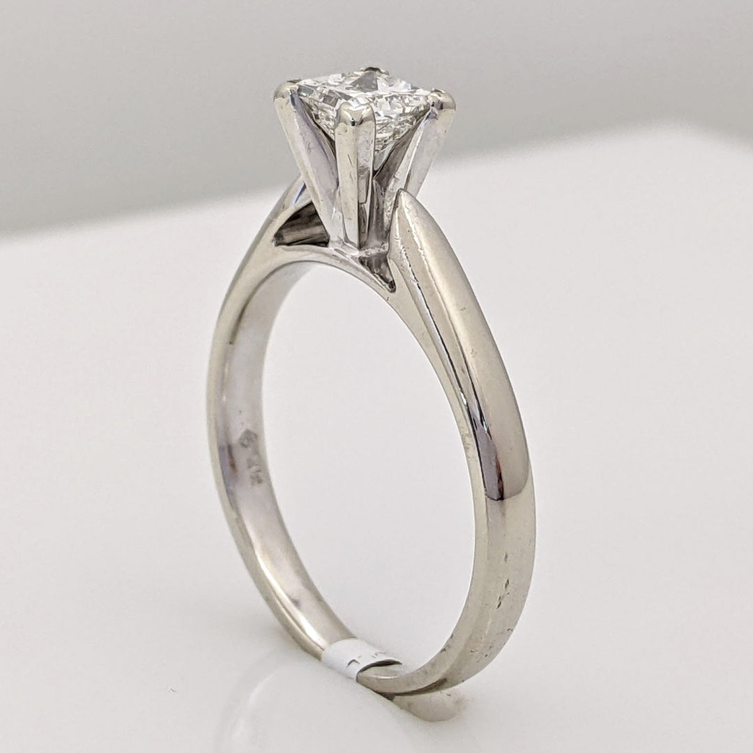 14K WHITE .54 CARAT TOTAL SI2 I DIAMOND PRINCESS CUT SOLITAIRE ESTATE RING 3.7 GRAMS