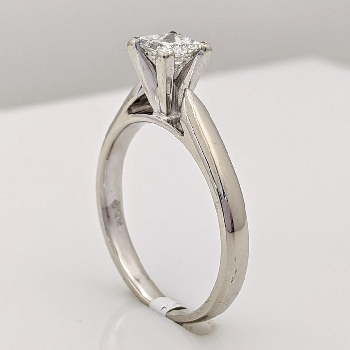 14K WHITE .54 CARAT TOTAL SI2 I DIAMOND PRINCESS CUT SOLITAIRE ESTATE RING 3.7 GRAMS
