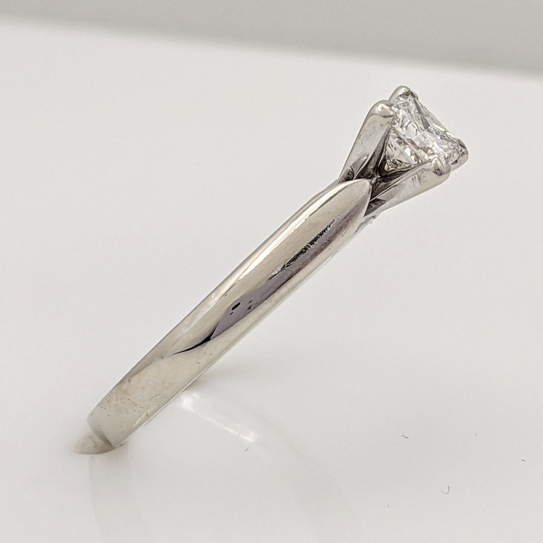 14K WHITE .54 CARAT TOTAL SI2 I DIAMOND PRINCESS CUT SOLITAIRE ESTATE RING 3.7 GRAMS