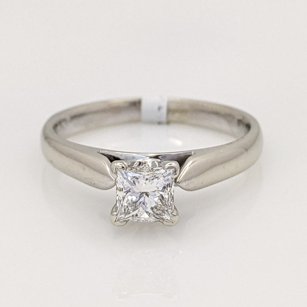 14K WHITE .54 CARAT TOTAL SI2 I DIAMOND PRINCESS CUT SOLITAIRE ESTATE RING 3.7 GRAMS