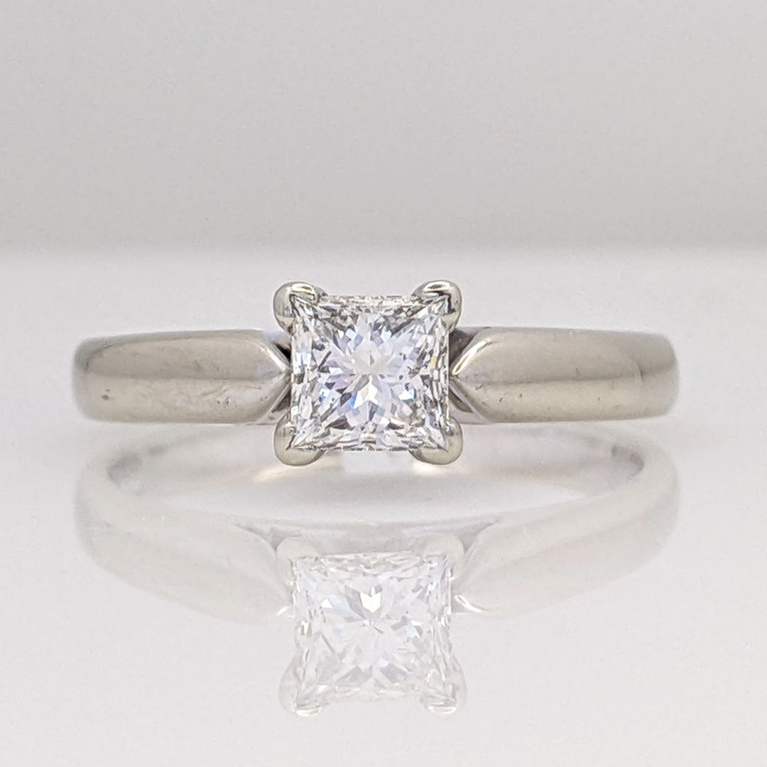 14K WHITE .54 CARAT TOTAL SI2 I DIAMOND PRINCESS CUT SOLITAIRE ESTATE RING 3.7 GRAMS